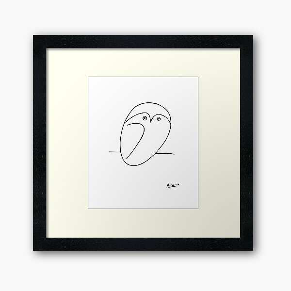 The Owl, Pablo PIcasso sketch drawing, line Design Framed Art Print