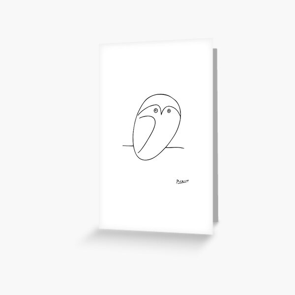The Owl, Pablo PIcasso sketch drawing, line Design Greeting Card