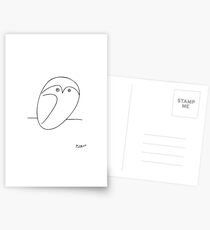 The Owl, Pablo PIcasso sketch drawing, line Design Postcards