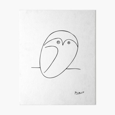 The Owl, Pablo PIcasso sketch drawing, line Design Art Board Print