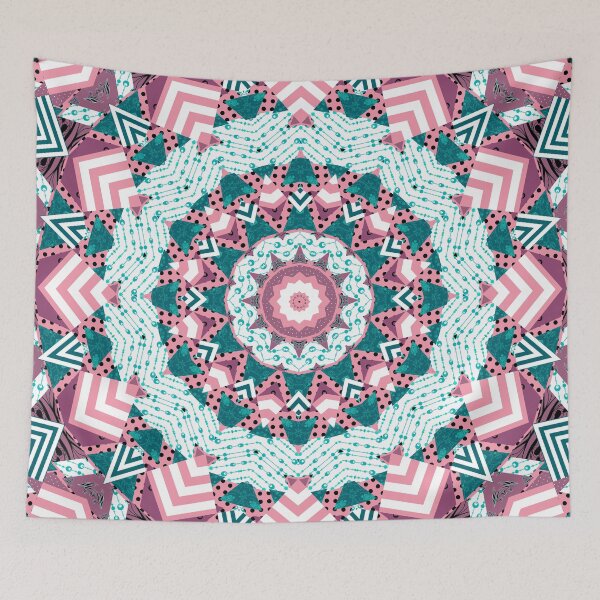 Item preview, Rustic patchwork quilting mandala round print folk traditional ethno  designed and sold by fuzzyfox.
