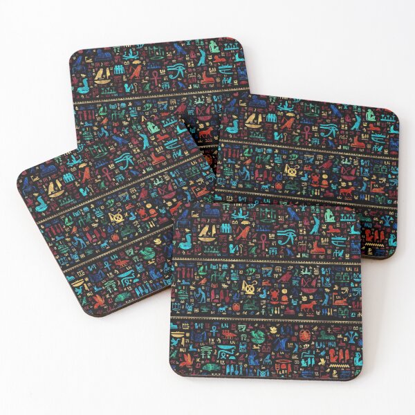 Item preview, Ancient Egyptian hieroglyphs -Colorful Marble and Gold designed and sold by k9printart.