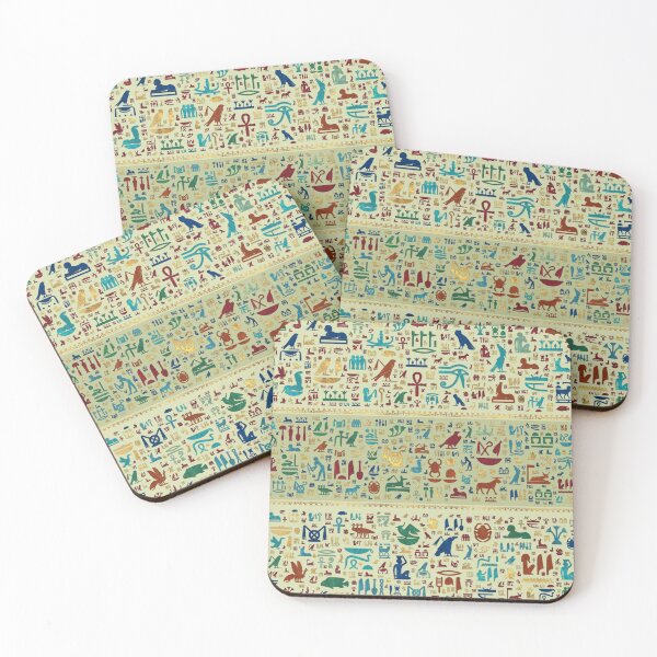 Item preview, Ancient Egyptian hieroglyphs -Colorful Marble and Gold designed and sold by k9printart.