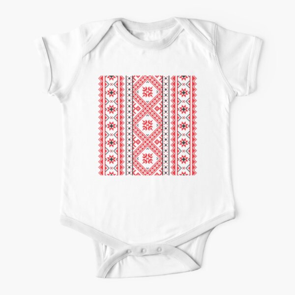 #Ukraine #Pattern - Ukrainian Embroidery: вишивка, vyshyvka #UkrainianPattern #UkrainianEmbroidery Short Sleeve Baby One-Piece