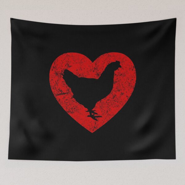Item preview, I Love Chickens Distressed Red Heart Hen designed and sold by LarkDesigns.