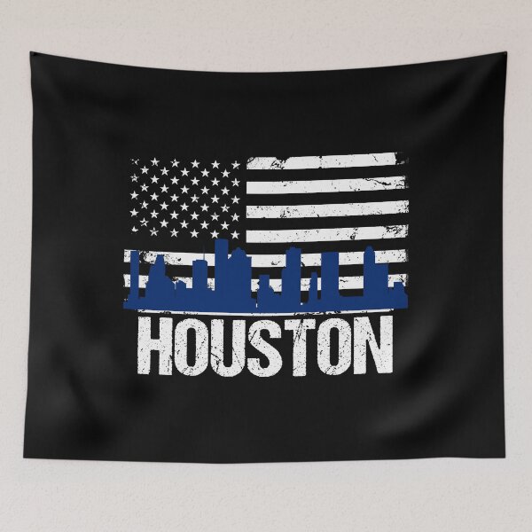 Item preview, Houston Texas Skyline Distressed American Flag designed and sold by LarkDesigns.
