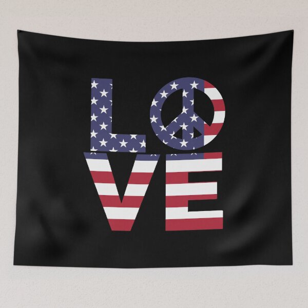 Item preview, Peace and Love American Flag designed and sold by LarkDesigns.