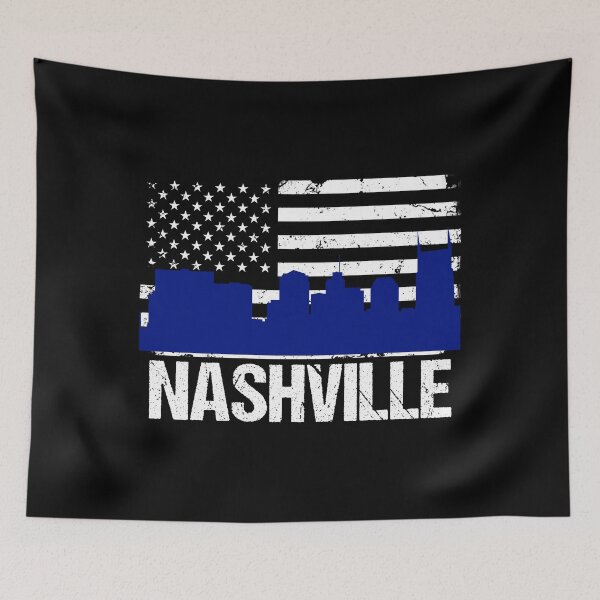 Item preview, Nashville Skyline Distressed American Flag designed and sold by LarkDesigns.