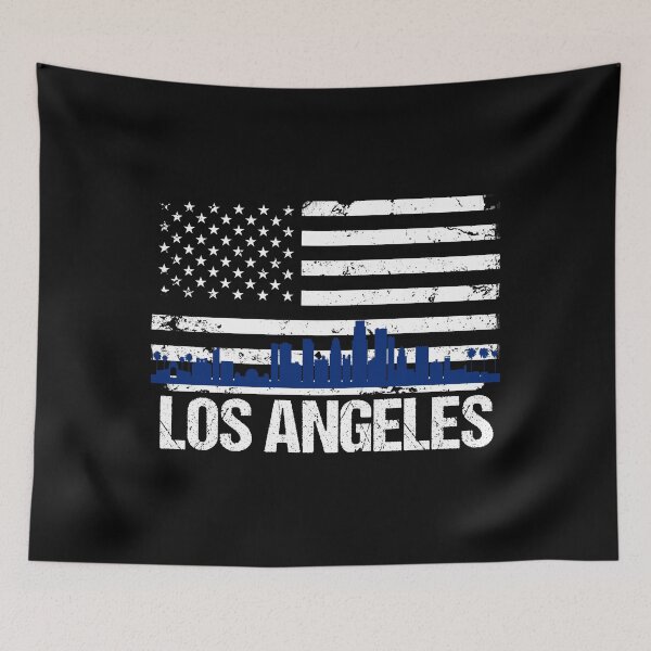 Item preview, Los Angeles Skyline Distressed American Flag designed and sold by LarkDesigns.
