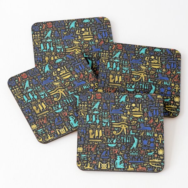 Item preview, Colorful  Ancient Egyptian hieroglyphic pattern designed and sold by k9printart.