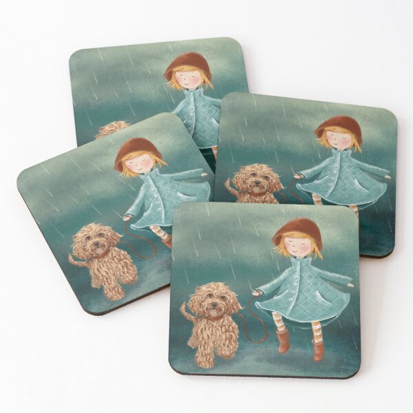 Item preview, Labradoodle & girl in the rain designed and sold by LabradoodleLove.