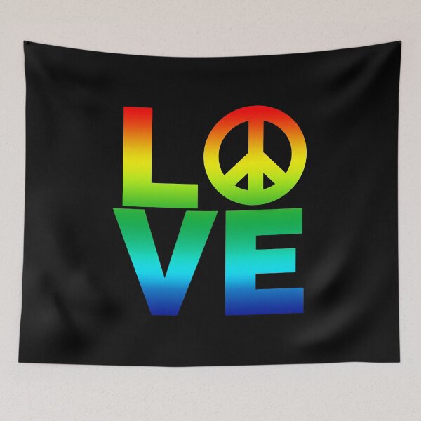 Item preview, Love and Peace Symbol Bright Rainbow Colors designed and sold by LarkDesigns.