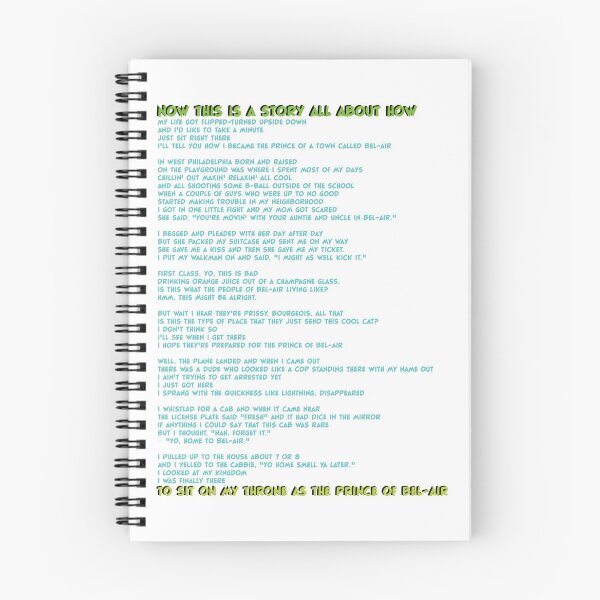 Item preview, Fresh Prince of Bel Air Lyrics | Blue on White designed and sold by SJ Designs.