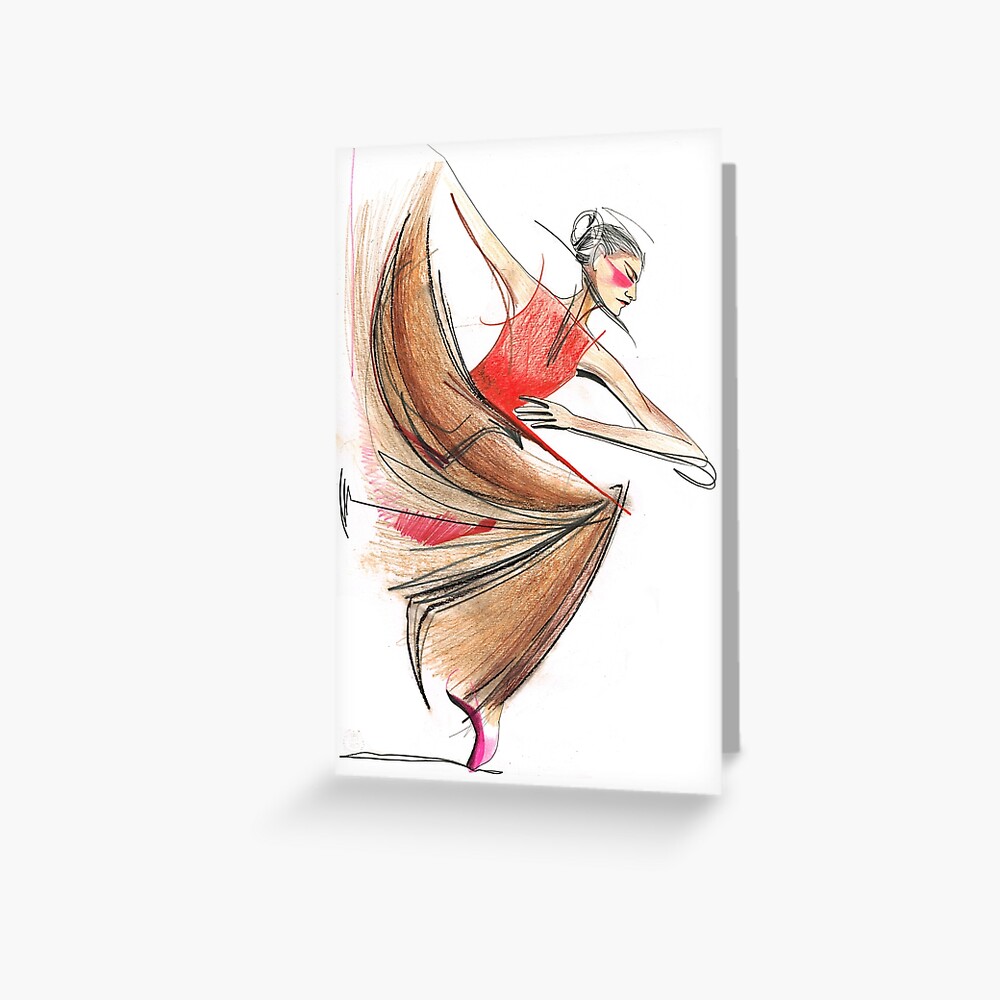 Expressive Dancer Dance Drawing Greeting Card