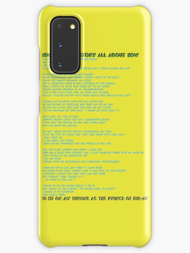 Fresh Prince Of Bel Air Lyrics Blue On Yellow Case Skin For Samsung Galaxy By Stuartjsharples Redbubble