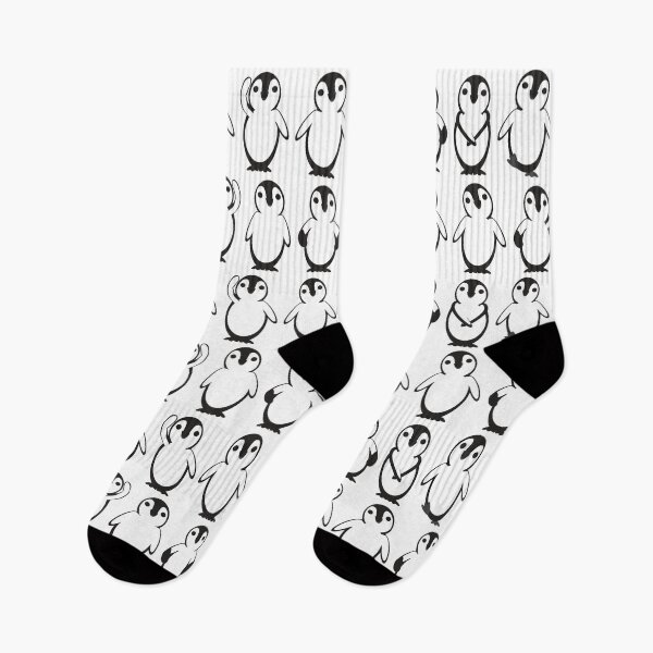 Item preview, Black White Cute Penguins Pattern designed and sold by sigdesign.