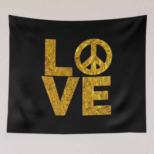 Item preview, Peace & Love Vintage Crumpled Gold Effect designed and sold by LarkDesigns.