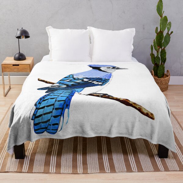 Item preview, Blue Jay in watercolor - stylized version designed and sold by MilieAquarelle.