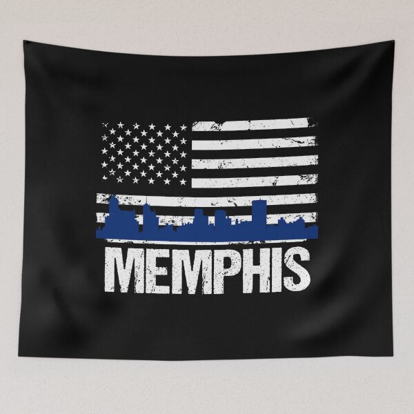Item preview, Memphis Skyline Distressed American Flag designed and sold by LarkDesigns.