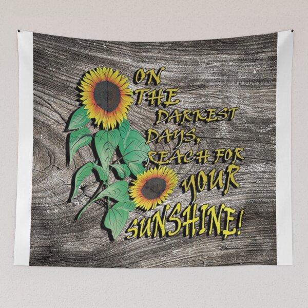 Item preview, Inspirational Quotes, Sunflower Design & Quote with Yellow Lettering: On The Darkest Days, Reach For Your Sunshine! Rustic Farmhouse Home Decor & Gifts designed and sold by tamdevo1.