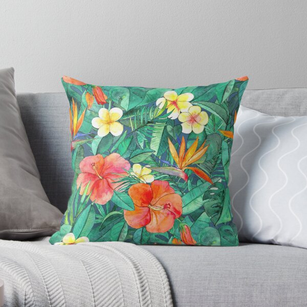 Classic Tropical Garden Throw Pillow
