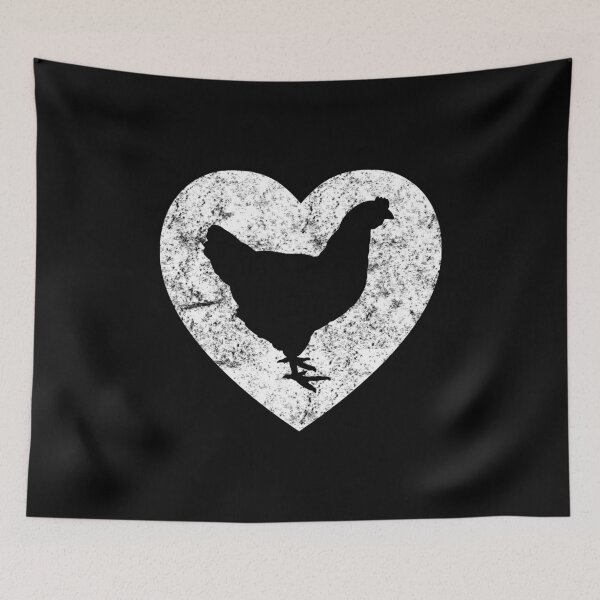 Item preview, I Love Chickens Distressed White Heart Hen designed and sold by LarkDesigns.