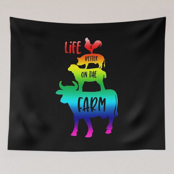 Item preview, Life is Better on the Farm Rainbow Animals Farming designed and sold by LarkDesigns.