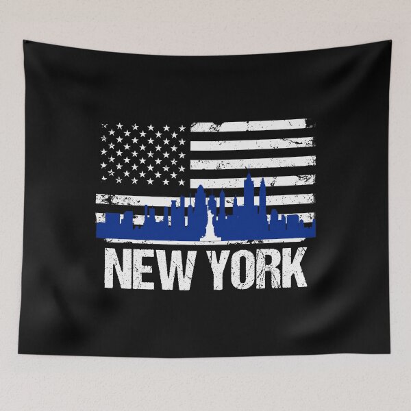 Item preview, New York Skyline Distressed American Flag designed and sold by LarkDesigns.