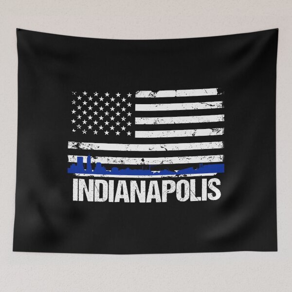 Item preview, Indianapolis Skyline Distressed American Flag designed and sold by LarkDesigns.