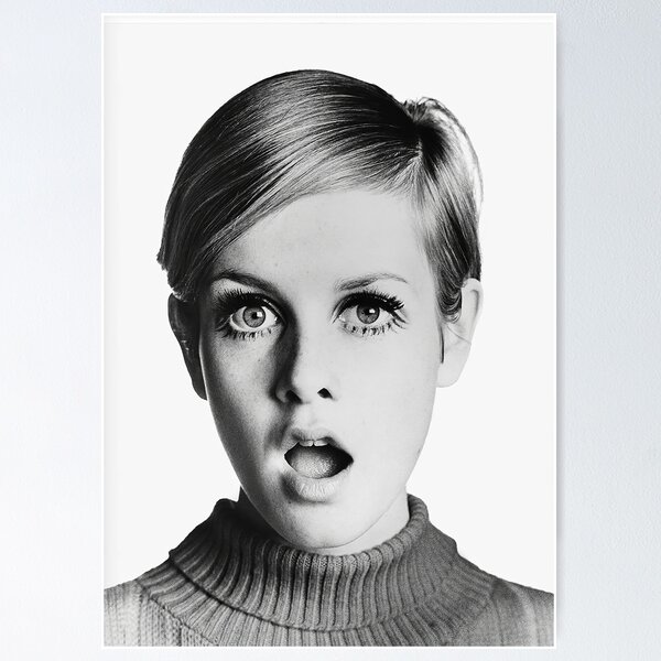 Item preview, Twiggy, Retro Fashion Icon, Vintage Black and White Art designed and sold by modernretro.