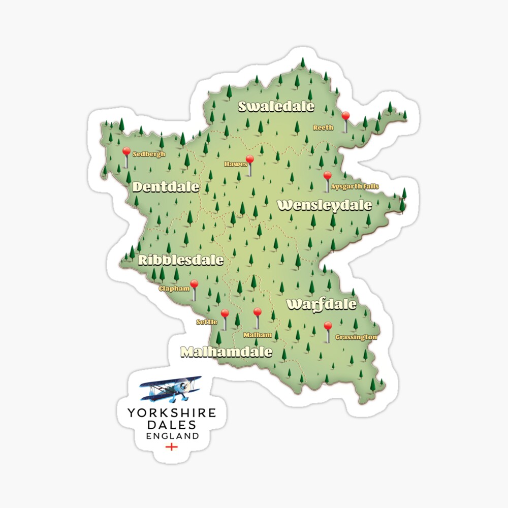 Yorkshire Dales Map Free Yorkshire Dales Map" Poster By Vectorwebstore | Redbubble