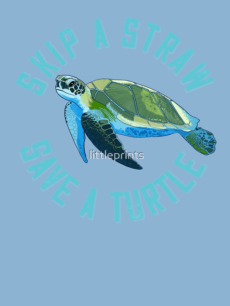 Inktastic Skip a Straw Save a Turtle with Cute Green Sea Turtle