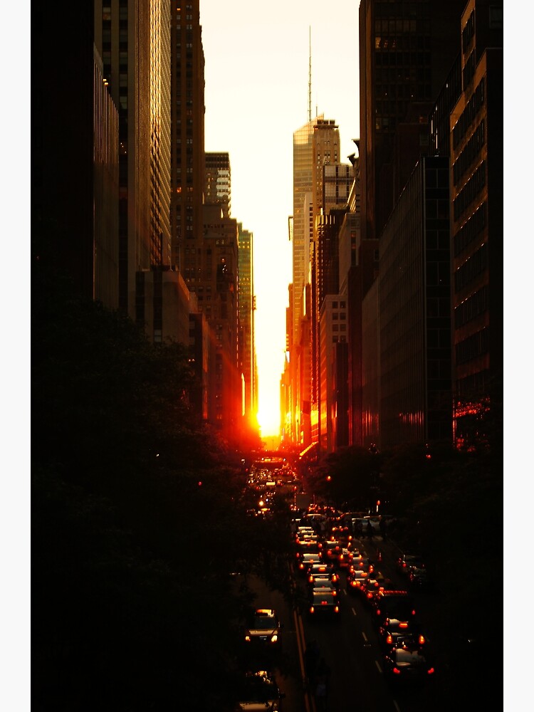 Thumbnail 2 of 2, Greeting Card, Manhattanhenge Sunset Midtown New York City designed and sold by vgucwaphoto.