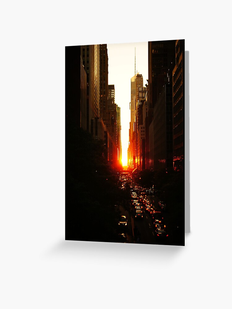 Thumbnail 1 of 2, Greeting Card, Manhattanhenge Sunset Midtown New York City designed and sold by vgucwaphoto.