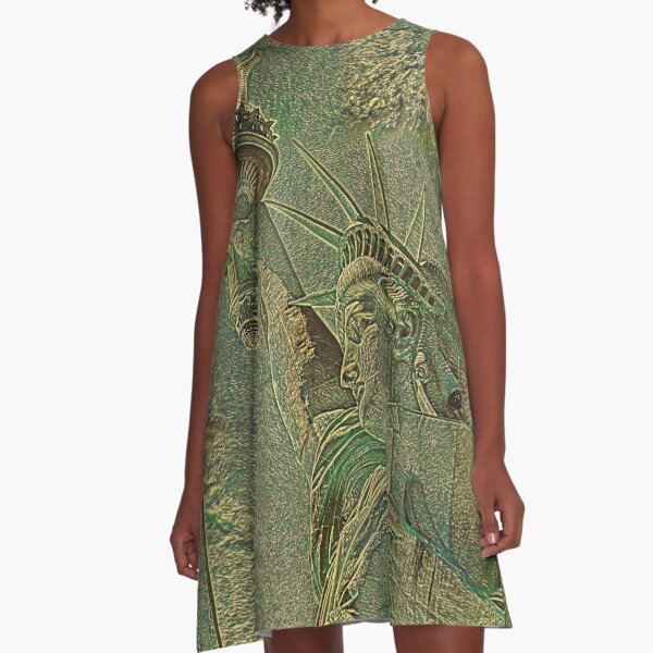 FREIHEITSSTATUE CAMOUFLAGE A-Linien Kleid