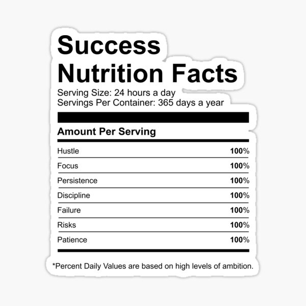 Success Nutrition Facts Stickers | Redbubble