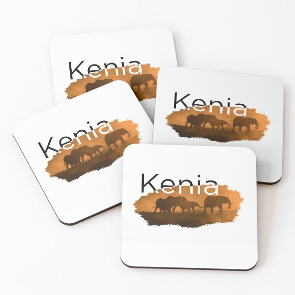 Item preview, Kenya lettering with elephant silhouettes in the sunset designed and sold by hench89.
