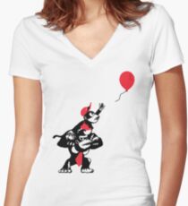 Balloon Apes Women's Fitted V-Neck T-Shirt