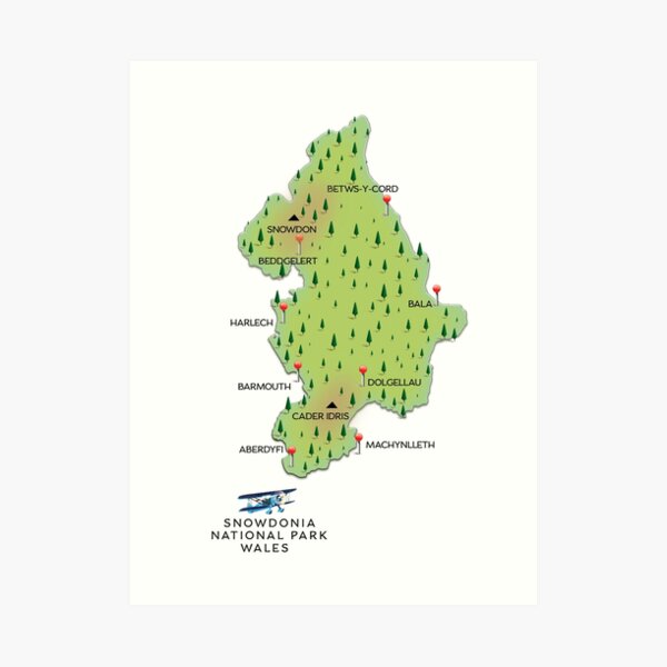 Snowdonia National Park Map Art Print By Vectorwebstore Redbubble   Aps,504x498,small,transparent Pad,600x600,f8f8f8.u2 