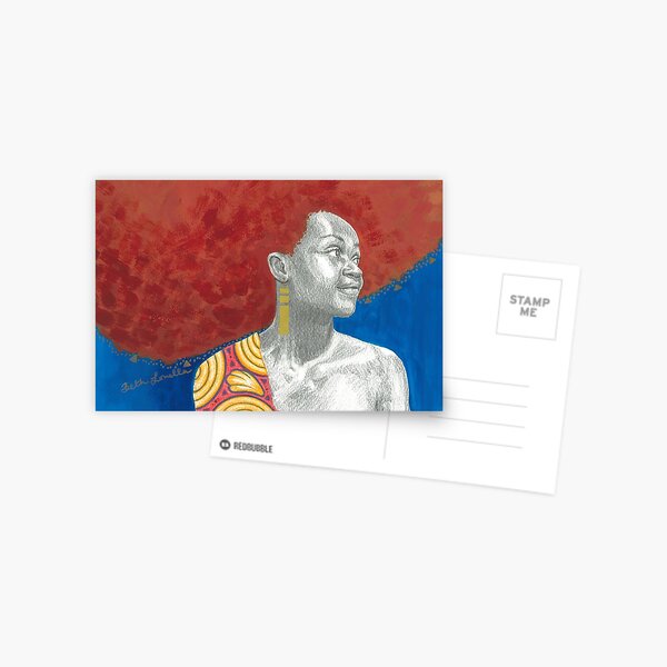 Afro Halo Orange and Blue (card) Postcard