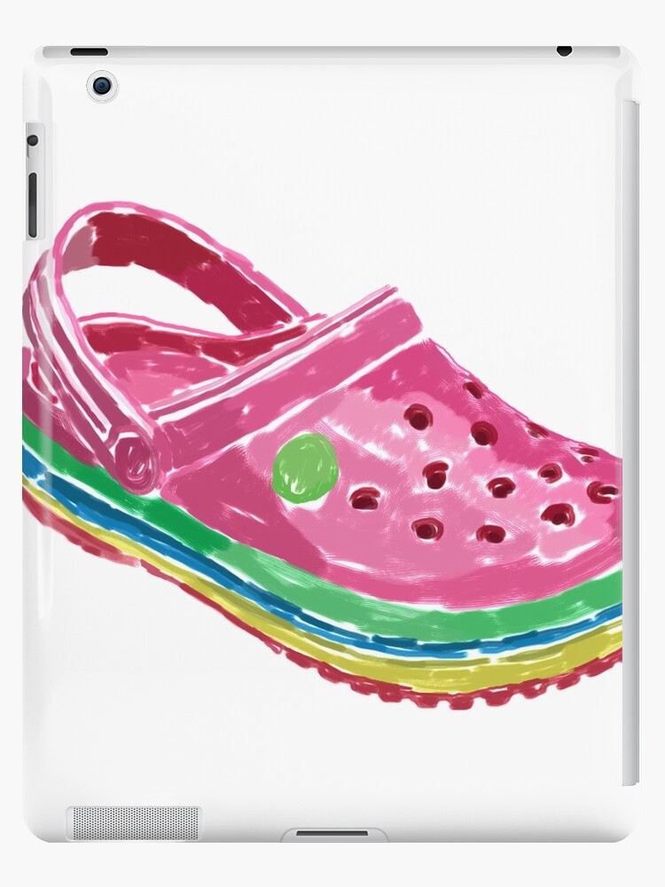 pink rainbow crocs