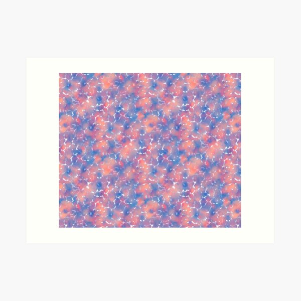 Orange & Indigo Floral Leopard Paint - Leopard Print Inspired Pattern Art Print