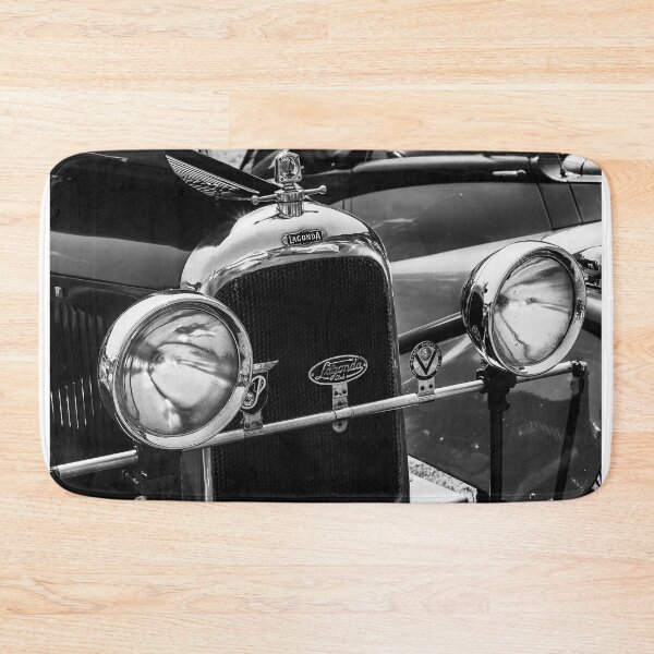Item preview, A black and white image of the front of a late 1920s Lagonda 14/60 Tourer on display at a car show designed and sold by Graham Cornall.