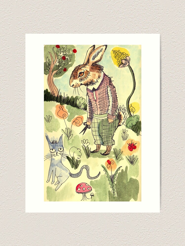 Rabbit Garden Art Print By Katieillustrate Redbubble