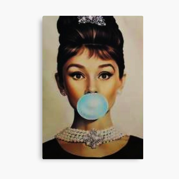 Audrey Hepburn bubble gum sky blue Canvas Print