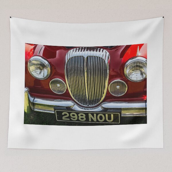 Item preview, The front of a red 1964 Daimler 2.5L saloon on display at a car show designed and sold by Graham Cornall.