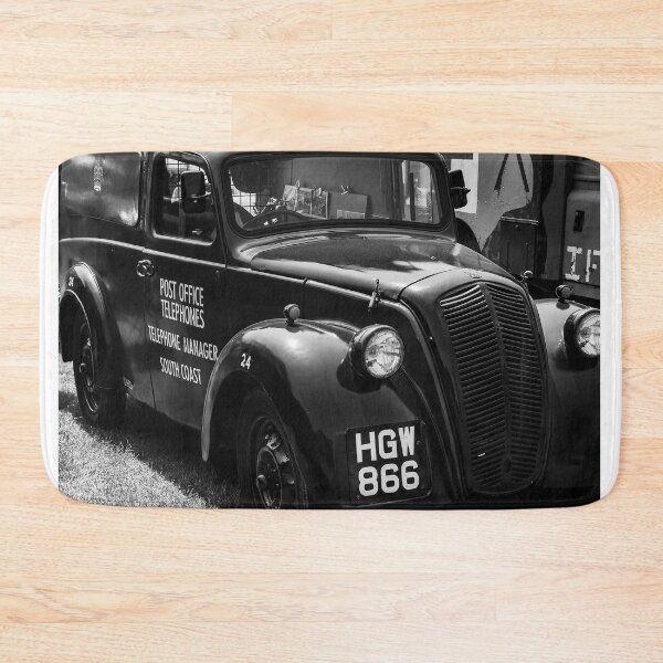 Item preview, A black and white image of the front of a 1946 Morris Z series van on display at a car show designed and sold by Graham Cornall.