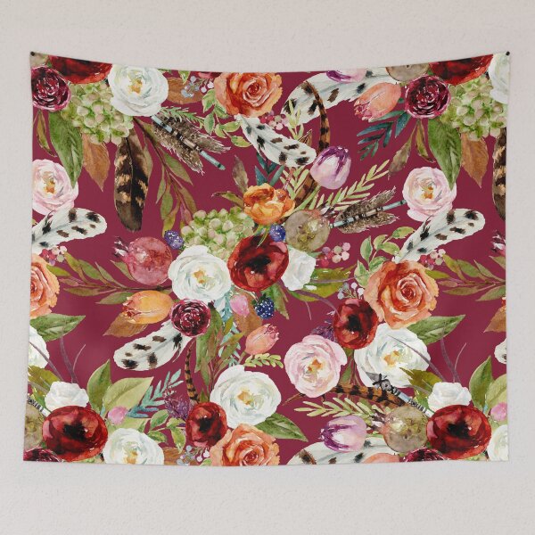 Item preview, Burgundy Boho Floral designed and sold by MetallicDreams.