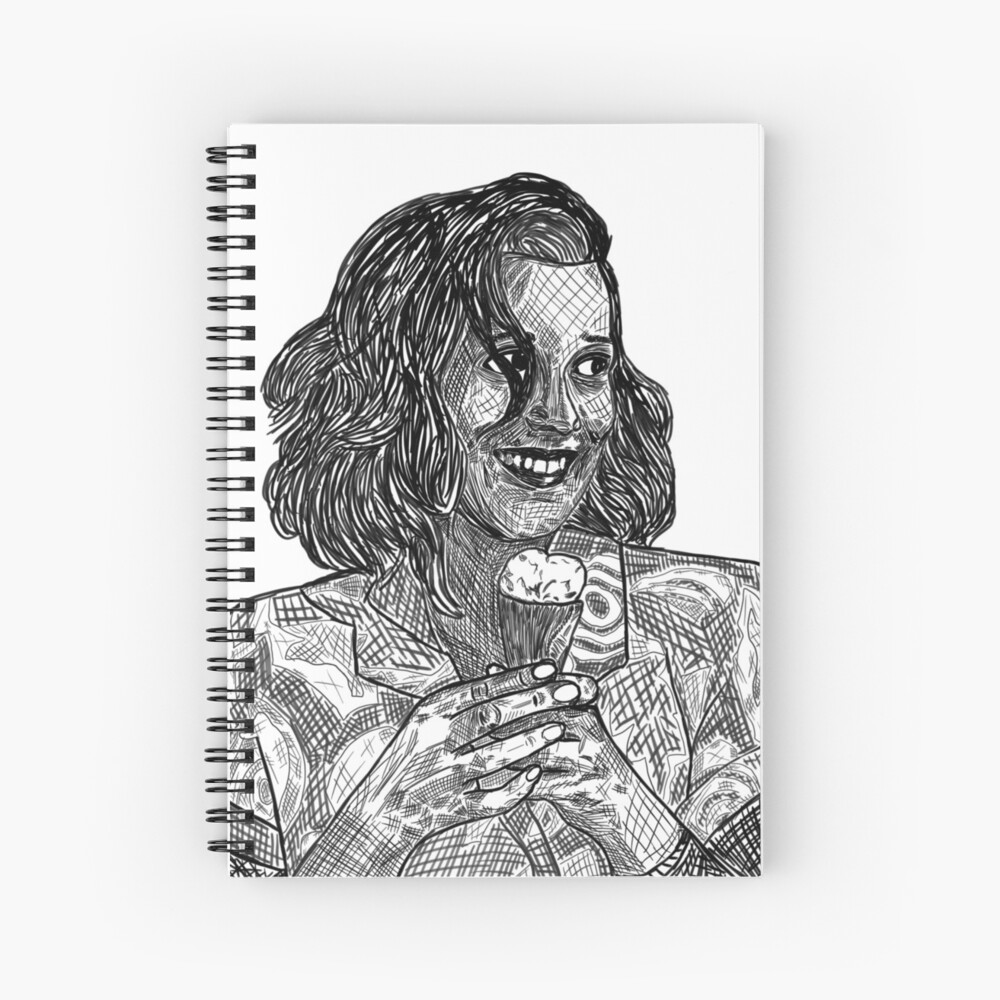Cuaderno de espiral «Stranger Things 3 Eleven Romper Estilizado Blanco y  negro Hatch Drawing Millie Bobby Brown» de LabelMeLeslie | Redbubble