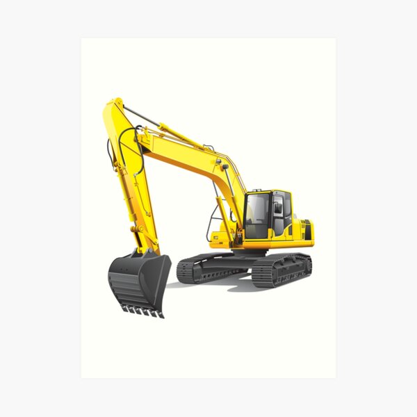 Excavator Bulldozer Art Print
